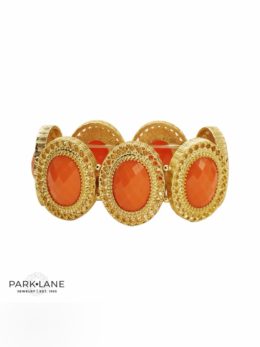 Park Lane Gold-Tone Orange Stone Stretch Filigree Bracelet